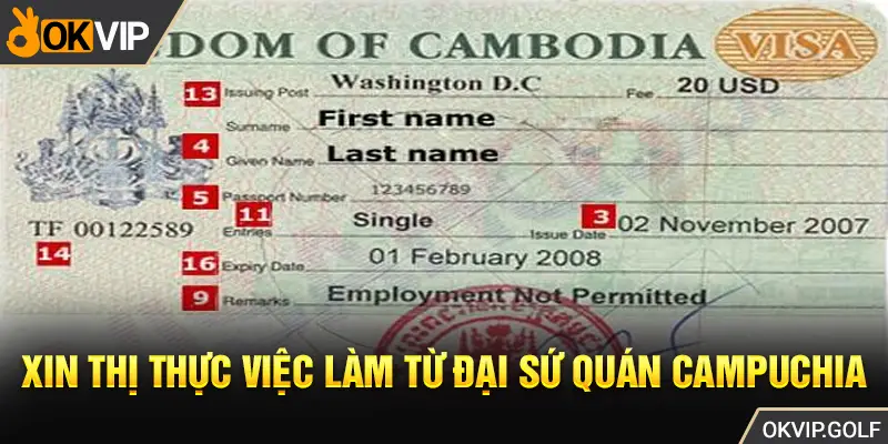 Xin thị thực việc làm từ đại sứ quán Campuchia